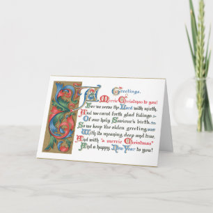 Cartão De Festividades Medieval Scrolling Christmas Greetings