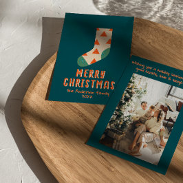 Cartão De Festividades Meia de inverno Ilustrada de Natal Retrominimalist