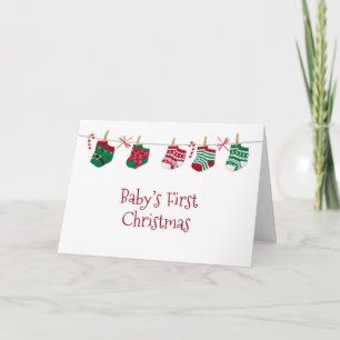 Cartão De Festividades Meias de bebês, Natal de 1rua de bebê