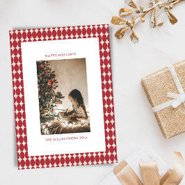 Cartão De Festividades Meio século Red Baubles Foto Vertical Natal