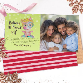 Cartão De Festividades Meio século Retro Elf 1 Foto do Poema de Natal