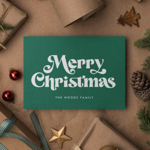 Cartão De Festividades Meio século Verde Feliz Natal