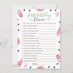 Cartão De Festividades Melancia Um Num Jogo De primeiro aniversario Melão