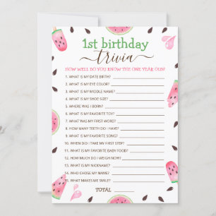 Cartão De Festividades Melancia Um Num Jogo De primeiro aniversario Melão