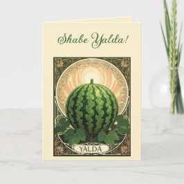 Cartão De Festividades Melão Yalda Chelle Noite Frutas Art Nouveau