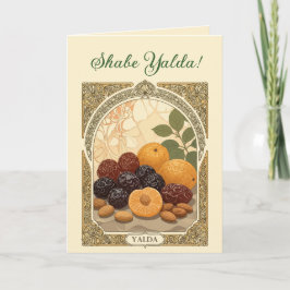 Cartão De Festividades Melão Yalda Chelle Noite Frutas Secas e Nozes