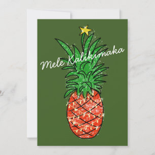 Cartão De Festividades Mele Kalikimaka Abacaxi Tropical com Luzes