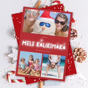 Cartão De Festividades Mele Kalikimaka Brilha 3 Fotografia Colagem Natal