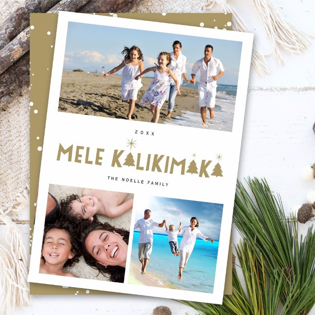 Cartão De Festividades Mele Kalikimaka Brilha 3 Fotografia Colagem Natal (Criador carregado)