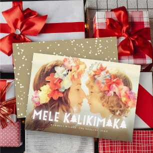 Cartão De Festividades Mele Kalikimaka Brilha Estrelas Foto de Natal Mode