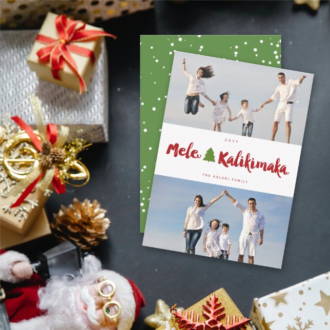 Cartão De Festividades Mele Kalikimaka Brush 2 Foto Colagem Natal (Criador carregado)