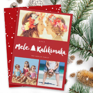 Cartão De Festividades Mele Kalikimaka Brush 3 Foto Colagem Natal