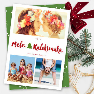 Cartão De Festividades Mele Kalikimaka Brush 3 Foto Colagem Natal