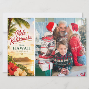 Cartão De Festividades Mele Kalikimaka Havaí Foto Personalizada da Famíli