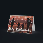 Cartão De Festividades Mele Kalikimaka Hawaiian Beach Foto de Natal<br><div class="desc">Mande o festival de alegria com um cartão de Natal bonito com a saudação escrita à mão no Havaí "Mele Kalikimaka" e flocos de neve desenhados em giz sobre a sua foto favorita de férias da família. Adicione sua mensagem pessoal ao dentro ou exclua o texto se quiser escrever sua...</div>