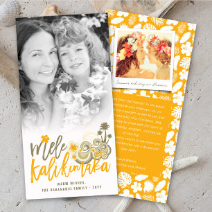 Cartão De Festividades Mele Kalikimaka Hibiscus Palm - Foto de Natal