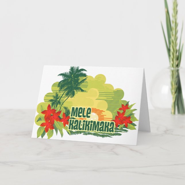 Cartão De Festividades Mele Kalikimaka Ilha Tropical Natal (Frente)