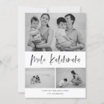 Cartão De Festividades Mele Kalikimaka Modern Brush Script Collage Foto<br><div class="desc">Este cartão com fotos elegante e na moda de feriado certamente vai espalhar alegria este ano! Apresentando um sentimento alegre em uma escrita de pincel com uma textura de pincel que diz "Mele Kalikimaka" Personalize o texto no fundo e as fotos com sua própria. Vem com um clássico padrão vermelho...</div>