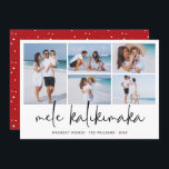 Cartão De Festividades Mele Kalikimaka Modern Photo Collage Havaiano<br><div class="desc">O moderno cartão de tipografia fotográfico colage apresenta 5 fotos da família,  o roteiro de tipografia Mele Kalikimaka em letra manuscrita,  nome da família e um ano na frente. Um cartão perfeito,  elegante e simples para desejar feriados felizes à sua família e amigos.</div>