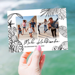 Cartão De Festividades Mele Kalikimaka Moderno Natal com Duas Fotos
