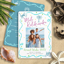 Cartão De Festividades Mele Kalikimaka Photo Teal Hand Drawn Christmas