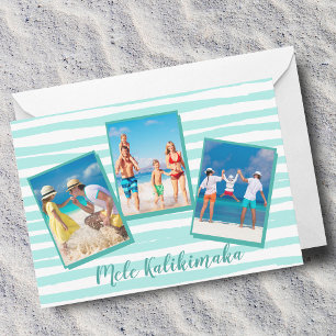 Cartão De Festividades Mele Kalikimaka Praia Foto Chic Teal