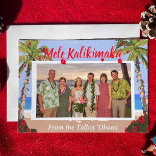 Cartão De Festividades Mele Kalikimaka Praia Havaiana Foto Personalizada