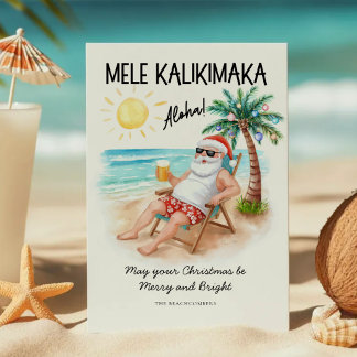 Cartão De Festividades Mele Kalikimaka Praia Tropical Natal Papai Noel
