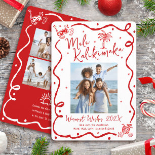 Cartão De Festividades Mele Kalikimaka Vermelho 5 Foto Desenho à Mão Nata