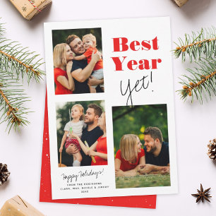 Cartão De Festividades Melhor Ano Ainda! Colagem de Fotos Simples da Fam