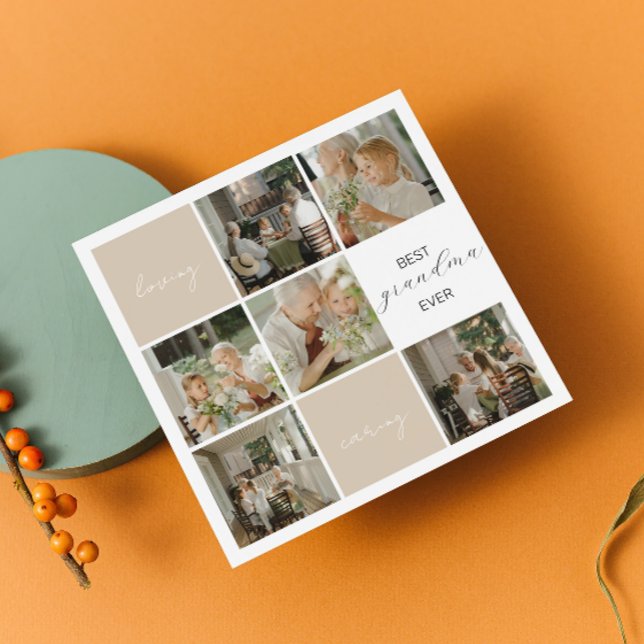 Cartão De Festividades Melhor Avó do Mundo | Colagem de Fotos | Mocha (Criador carregado)