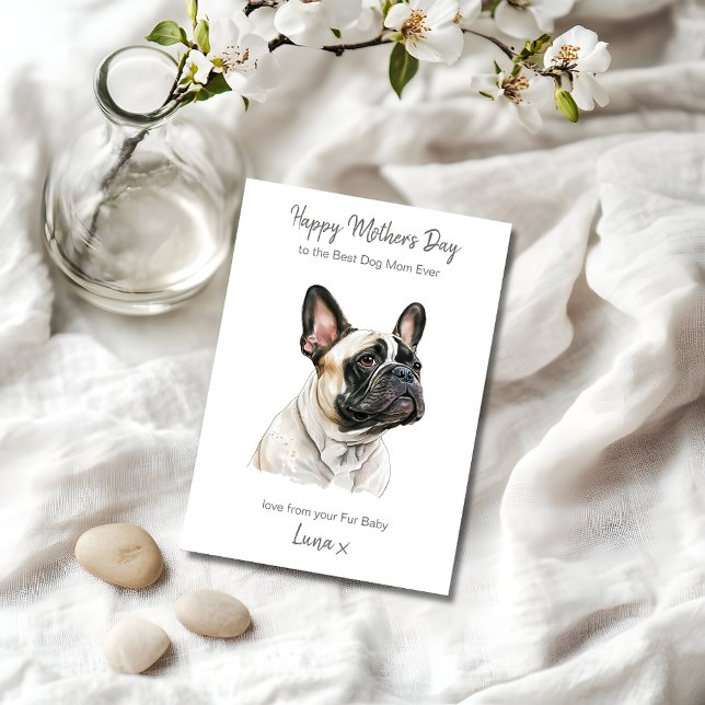 Cartão De Festividades Melhor Cachorro Personalizado Mãe Branca Moderna (Personalize the card front and inside with your own text and message)