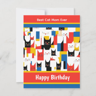 Cartão De Festividades Melhor Gato Mamãe Sempre Colorida Gatos Aniversári