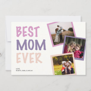 Cartão De Festividades Melhor Mãe Alguma Vez Colagem de Fotos Pastel Pers