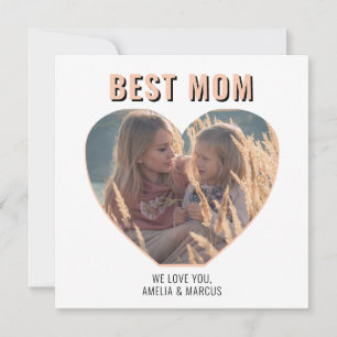 Cartão De Festividades Melhor Mãe Coração Fofo Foto Dia das Mães  