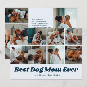 Cartão De Festividades Melhor Mãe de Cachorro Retro 12 Colagem de Fotos A