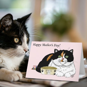 Cartão De Festividades Melhor Mãe de Gato Cálado Mimada Dia das Mães Rosa