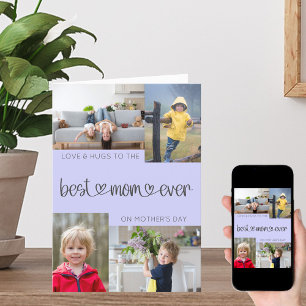 Cartão De Festividades Melhor Mãe Dia de as mães 4 Colagem de Fotos Lilac