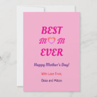 Melhor Mãe do Mundo Coração Rosa Simples Dia das M