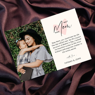 Cartão De Festividades Melhor Mãe do Mundo Rosa Coração Script Mensagem F