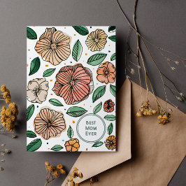 Cartão De Festividades Melhor mãe vintage aquarela e flores de tinta