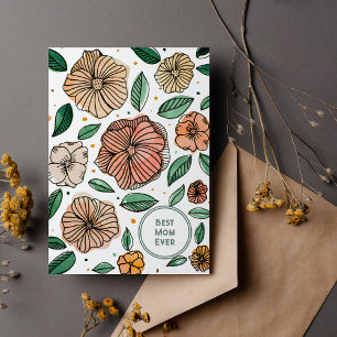 Cartão De Festividades Melhor mãe vintage aquarela e flores de tinta