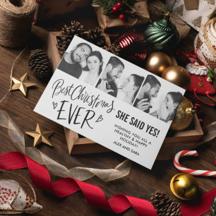 Cartão De Festividades Melhor Natal de Todos Engajamento Três Fotos 