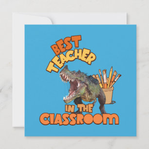 Cartão De Festividades Melhor Professor de Dinossauro Engraçado na Sala d