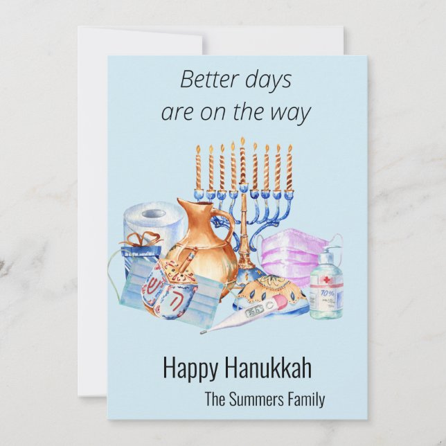 Cartão De Festividades Melhores dias estão no caminho Chanucá 2021 (Frente)
