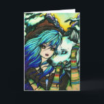 Cartão De Festividades Melissa Vampire Wolf Fantasy Winter Art<br><div class="desc">Esta foi projetada e criada com a arte original,  pintada à mão,  de fantasia de Hannah Lynn. www.HannahLynnArt.com</div>