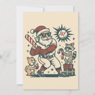 Cartão De Festividades Meme do Beisebol de Natal do Papai Noel 67