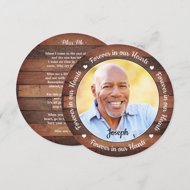 Cartão De Festividades Memorial Rustic Funeral Prayer Card Sympathy Poem (Frente/Verso)