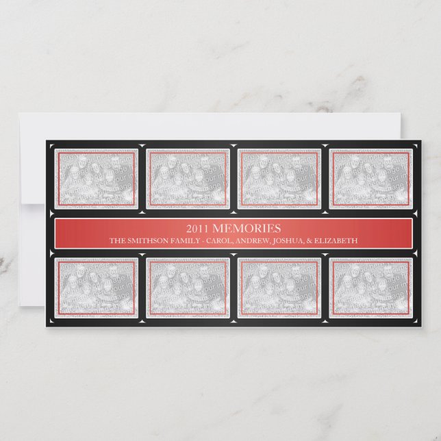 Cartão De Festividades Memórias de 2011 Ano Novo Colagem Vermelho Preto (Frente)