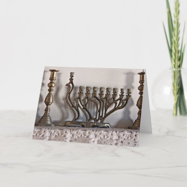 Cartão De Festividades Memórias e Menorahs (Frente)
